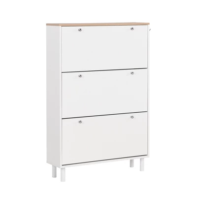 Narrow Design Shoe Cabinet With 3 Flip Drawers, 3 Hooks And Adjustable Panels - ModernLuxe 5 Narrow Design Shoe Cabinet With 3 Flip Drawers, 3 Hooks And Adjustable Panels - ModernLuxe - Image 3