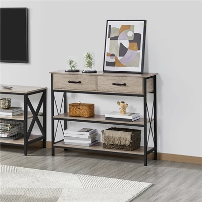 Yaheetech Minimalist 3 Tier Console Table With 2-Drawers & 2-Shelves 5 Yaheetech Minimalist 3 Tier Console Table With 2-Drawers & 2-Shelves - Image 3