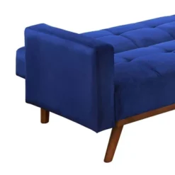 76" Tanitha Sofa Blue Velvet/Natural Finish - Acme Furniture -HOMCOM Shop GUEST e0c6d1cc 34cc 420b a2bb 1200ae1e3237