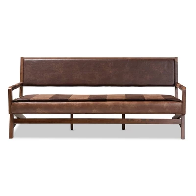 Rovelyn Faux Leather Finished Wood Sofa Brown - Baxton Studio 11 Rovelyn Faux Leather Finished Wood Sofa Brown - Baxton Studio - Image 9