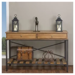 Newcastle Wood And Metal Console Table Criss-Cross - Baxton Studio -HOMCOM Shop GUEST e1dc5242 be36 49bb 81c9 2368e4705d25