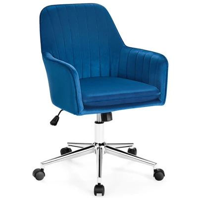 Costway Velvet Accent Office Armchair Adjustable Swivel Removable Cushion PinkBlueGrey 12 Costway Velvet Accent Office Armchair Adjustable Swivel Removable Cushion PinkBlueGrey - Image 10