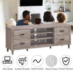 Costway TV Stand Entertainment Center Hold Up To 65'' TV With Storage Shelves & 4 Drawers -HOMCOM Shop GUEST e26bcf18 6ccf 4d40 8352 c98e6d3ff14e