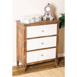 Farmhouse Wood And Enamel Cabinet With Drawers Brown - Olivia & May