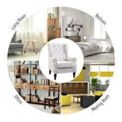 HOMCOM Button-Tufted Accent Chair With High Wingback, Rounded Cushioned Armrests And Thick Padded Seat -HOMCOM Shop GUEST e2ba48d2 e89e 4f67 b698 ba006e6394f1