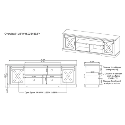 Clander Barn Door TV Stand For TVs Up To 70" Vintage Gray Oak - HOMES: Inside + Out 9 Clander Barn Door TV Stand For TVs Up To 70" Vintage Gray Oak - HOMES: Inside + Out - Image 7