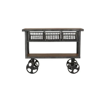 Industrial Metal Console Table Dark Black - Olivia & May 9 Industrial Metal Console Table Dark Black - Olivia & May - Image 7