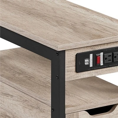 Yaheetech Narrow Sofa Side Table With Charging Station, Gray 7 Yaheetech Narrow Sofa Side Table With Charging Station, Gray - Image 5