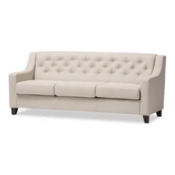 Arcadia Modern And Contemporary Fabric Upholstered Button Tufted Living Room 3 Seater Sofa - Baxton Studio -HOMCOM Shop GUEST e5bef440 8e97 4cfe b15c 0fdfc4e1824f
