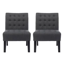 Set Of 2 Lewis Contemporary Fabric Tufted Slipper Chairs - Christopher Knight Home -HOMCOM Shop GUEST e66721c0 6efe 476a 9873 560dc0d050e2