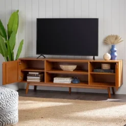 New Release 1 Solid Wood Mid-Century Modern TV Stand For TVs Up To 80" - Saracina Home