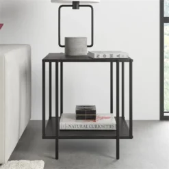 Black Bronze Side Table With Metal Shelf - Henn&Hart -HOMCOM Shop GUEST e72917ac 5fe2 4d4a b021 d956a16bb11c