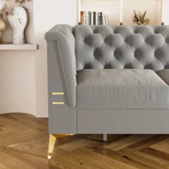 82.7" Chesterfield Sofa, Velvet Upholstered 3 Seater Sofa Couch-ModernLuxe -HOMCOM Shop GUEST e84d5127 ca7e 4c23 ad12 27e66cb6fca5