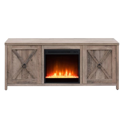 Gray Oak TV Stand With Crystal Fireplace Insert - Henn&Hart 4 Gray Oak TV Stand With Crystal Fireplace Insert - Henn&Hart - Image 2
