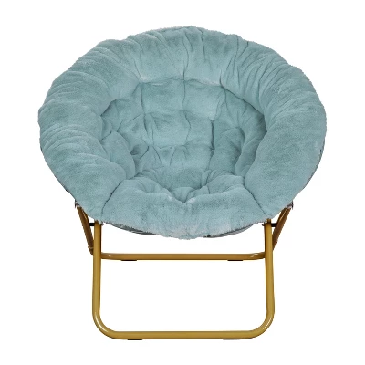 Flash Furniture Gwen 38" Oversize Portable Faux Fur Folding Saucer Moon Chair For Dorm And Bedroom 4 Flash Furniture Gwen 38" Oversize Portable Faux Fur Folding Saucer Moon Chair For Dorm And Bedroom - Image 2