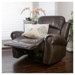 Charlie Faux Leather Leather Glider Recliner Club Chair Dark Brown - Christopher Knight Home -HOMCOM Shop GUEST e8b5e97c 4b01 4c7a 9139 0c4ce83a0f3f