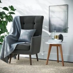 Solid Wood And Faux Marble Round Side Table - Nathan James -HOMCOM Shop GUEST e93ae01e 437b 4b2d a37d b6c297b9ad13