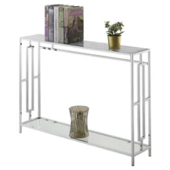 Town Square Chrome Console Table With Shelf White Faux Marble/Chrome Frame - Breighton Home 9 Town Square Chrome Console Table With Shelf White Faux Marble/Chrome Frame - Breighton Home -HOMCOM Shop GUEST e94a24f2 12b9 4b4f a541 518b9ea4a4b7