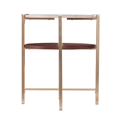 Amelia Round End Table With Faux Marble Top Brass - Aiden Lane 5 Amelia Round End Table With Faux Marble Top Brass - Aiden Lane - Image 3