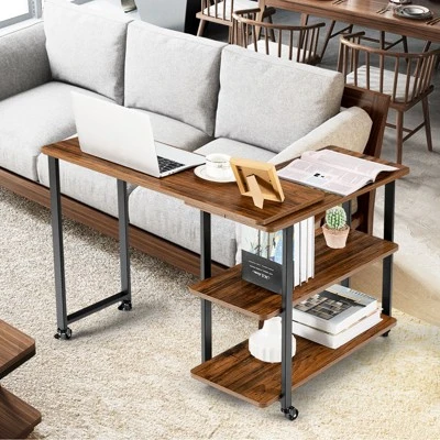 Tangkula Sofa Side Table W/Storage Shelves Mobile End Table Rolling Couch Table Desk For Living Room Bedroom 3 Tangkula Sofa Side Table W/Storage Shelves Mobile End Table Rolling Couch Table Desk For Living Room Bedroom