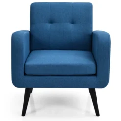 Tangkula Modern Upholstered Accent Chair Linen Fabric Single Sofa With Rubber Wood Leg Grey/ Blue 13 Tangkula Modern Upholstered Accent Chair Linen Fabric Single Sofa With Rubber Wood Leg Grey/ Blue -HOMCOM Shop GUEST eb7cbddf 88f1 4710 9b16 b9e530cf2ff7