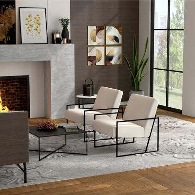 ELuxury Modern Metal Arm Accent Chair, Set Of 2 3 ELuxury Modern Metal Arm Accent Chair, Set Of 2