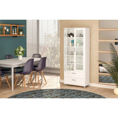 Livramento 2 Door Bookcase White - Polifurniture 4 Livramento 2 Door Bookcase White - Polifurniture - Image 2