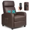 Recliner Massage Chair, Ergonomic Adjustable Single Sofa With Padded Seat BlackBrownGray