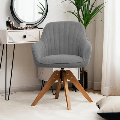 Costway Modern 360 Degree Swivel Accent Chair W/ Linen Fabric & High-density Sponge Yellow/Brown/White/Grey/Red 4 Costway Modern 360 Degree Swivel Accent Chair W/ Linen Fabric & High-density Sponge Yellow/Brown/White/Grey/Red - Image 2