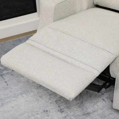 HOMCOM Electric Power Recliner Armchair With USB Charging Station, Sofa Recliner With Linen Upholstered Seat And Retractable Footrest, Cream White 6 HOMCOM Electric Power Recliner Armchair With USB Charging Station, Sofa Recliner With Linen Upholstered Seat And Retractable Footrest, Cream White - Image 4