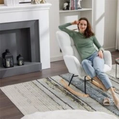 Epping Accent Modern Armchair Faux Shearling Fabric Nursery Glider Rocker, Wingback Chair Rocking Chairs-Maison Boucle -HOMCOM Shop GUEST f194ce23 cdea 4414 85aa c9e0e90fa98e