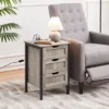 Yaheetech Rustic Side Table With 3 Drawers And Charging Station, Gray 2 Yaheetech Rustic Side Table With 3 Drawers And Charging Station, Gray -HOMCOM Shop GUEST f1bf0aa6 1a93 4f20 b79c 2ecd426ba182
