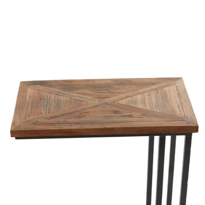 Rustic Metal Accent C-Table Brown - Olivia & May 4 Rustic Metal Accent C-Table Brown - Olivia & May - Image 2