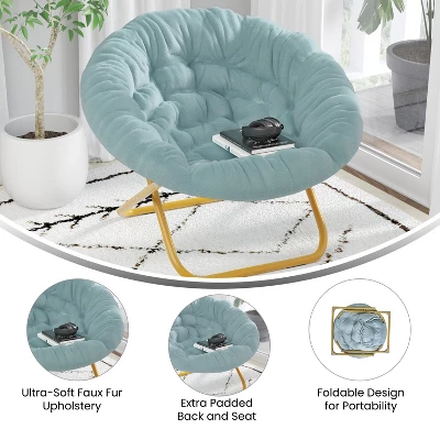 Flash Furniture Gwen 38" Oversize Portable Faux Fur Folding Saucer Moon Chair For Dorm And Bedroom 8 Flash Furniture Gwen 38" Oversize Portable Faux Fur Folding Saucer Moon Chair For Dorm And Bedroom - Image 6