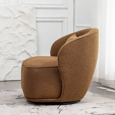 Boucle Upholstered Swivel Barrel Chair - Kinwell 10 Boucle Upholstered Swivel Barrel Chair - Kinwell - Image 8