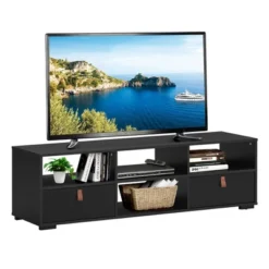 Costway TV Stand Entertainment Media Center Console For TV's Up To 60'' W/Drawers WalnutBlack -HOMCOM Shop GUEST f4870d0b dd55 4b6f a045 b55d1ac8f5e6
