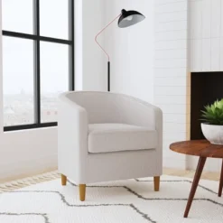 Modern Barrel Accent Chair Neutral Textured Solid - HomePop -HOMCOM Shop GUEST f5edf94e 6778 4d85 83f2 0489d1417cb9