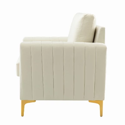Iapygia Contemporary Tufted Wooden Upholstered Club Chair With Metal Legs For Bedroom And Living Room Club Chair | ARTFUL LIVING DESIGN 4 Iapygia Contemporary Tufted Wooden Upholstered Club Chair With Metal Legs For Bedroom And Living Room Club Chair | ARTFUL LIVING DESIGN - Image 2
