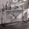 Wondry Geometric Inspired Sofa Table With Glass Top Chrome - MiBasics