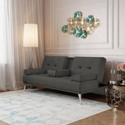 Miley Convertible Futon Sofa Bed With Chaise - Serta -HOMCOM Shop GUEST f8a02616 d014 43ea 94f8 4fe1a3cb7763