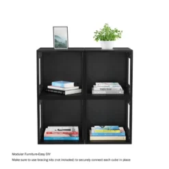 Hastings Home End Table, Stackable Modular Cube With Open Sides, Black -HOMCOM Shop GUEST f8ed9c06 8fa0 4ec4 abb0 74f2a1d95914