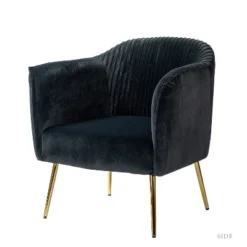Velvet Barrel Chair With Goden Base Contemporary And Classic Velvet Accent Chair For Living Room | Karat Home -HOMCOM Shop GUEST f93bc118 6eee 4c76 8d51 77474568d0aa