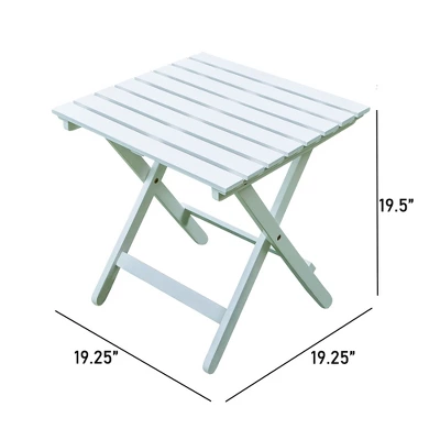 Merry Products Authentic Acacia Hardwood Compact Flat Folding Adirondack Slatted Side Table Outdoor Patio Furniture, White 3 Merry Products Authentic Acacia Hardwood Compact Flat Folding Adirondack Slatted Side Table Outdoor Patio Furniture, White