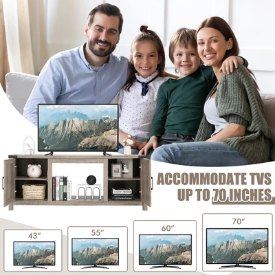 Costway 62'' Farmhouse TV Stand Entertainment Center For TVs Up To 70 Inches Natural 9 Costway 62'' Farmhouse TV Stand Entertainment Center For TVs Up To 70 Inches Natural - Image 7