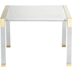 55 Downing Street Modern Cast Acrylic Accent Side End Table 23 1/2" X 24" Clear Gold Spaces Living Room Bedroom Bedside Entryway -HOMCOM Shop GUEST fa53fa63 cc73 4200 a924 d625e4ea1258