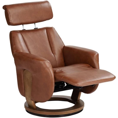 BenchMaster Brown Swivel Faux Leather Recliner Chair Modern Armchair Comfortable Manual Reclining Footrest Headrest For Bedroom 10 BenchMaster Brown Swivel Faux Leather Recliner Chair Modern Armchair Comfortable Manual Reclining Footrest Headrest For Bedroom - Image 8