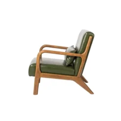 Accent Armchair With Walnut Ruberwood Frame Green - Glitzhome -HOMCOM Shop GUEST fb63ec0f 7fa4 4312 8193 03ed97635524