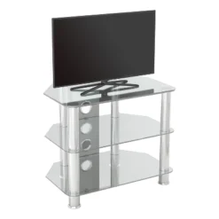 Cable Management TV Stand For TVs Up To 32" Silver/Clear - AVF -HOMCOM Shop GUEST fdaca2e4 003c 4b36 b0af 410b800282b7