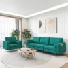 Costway Modern Modular 3-Seat Sofa Couch W/ Side Storage Pocket & Metal Leg Teal -HOMCOM Shop GUEST feaa06d5 da40 4cdb 971b 9060f683db3a