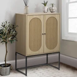 Arina Natural Rattan 2 Door High Accent Cabinet With Adjustable Shelf - Maison Boucle -HOMCOM Shop GUEST febe0bb4 71ed 4ca5 9b63 56d9c21480fa